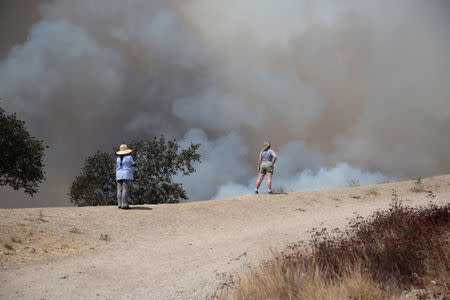 The La Tuna Canyon fire over Burbank, California, September 2, 2017. REUTERS/Kyle Grillot