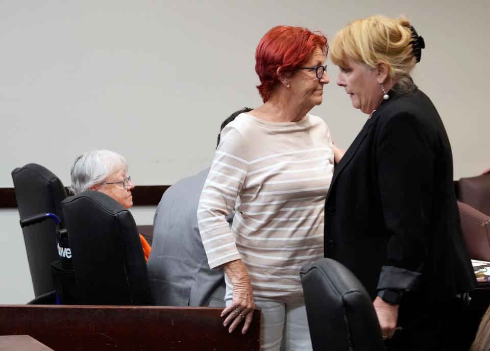 Family members testify during a bond hearing for Ellen Gilland at the S. James Foxman Justice Center in Daytona Beach, Friday, Feb. 10, 2023.