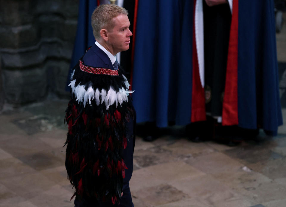 New Zealand Prime Minister Chris Hipkins arrives for the Coronation of King Charles III and Queen Camilla on May 6, 2023 in London, England.  / Credit: PHIL NOBLE / Getty Images