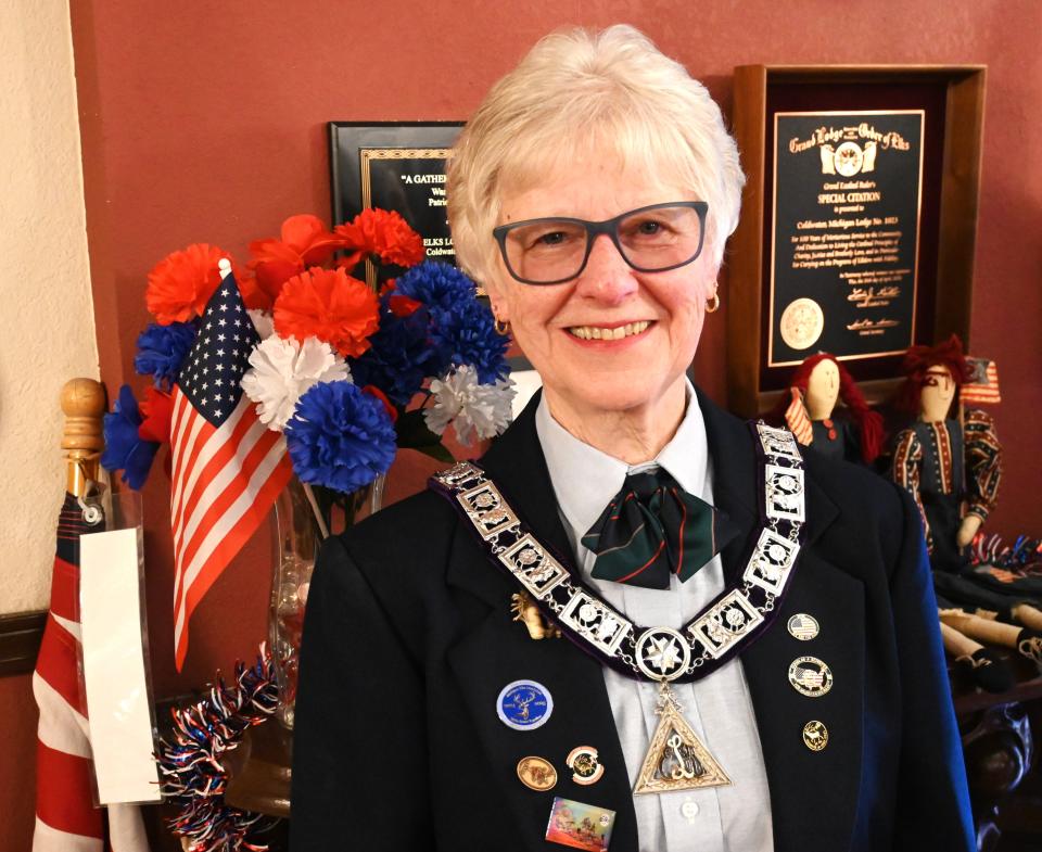 Penny Geishert, of Coldwater, the first woman president of Michigan Elks.