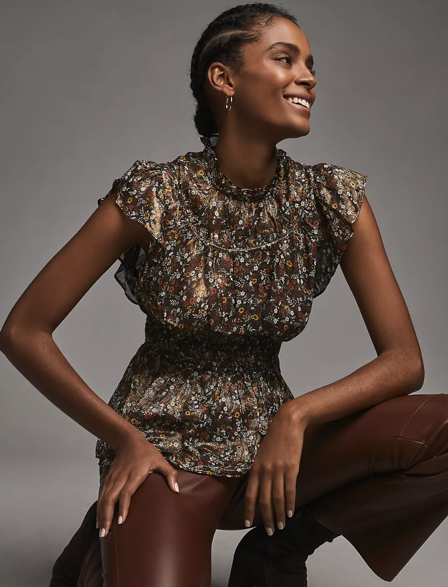 Current Air Smocked Flutter-Sleeve Blouse (Photo via Anthropologie)