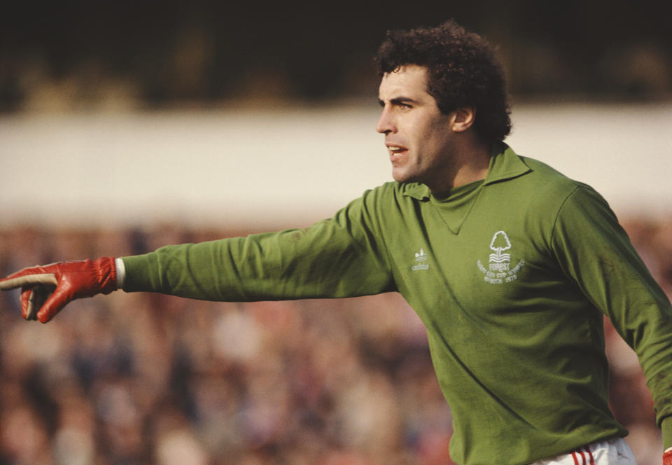 Nottingham Forest goalkeeper Peter Shilton in action during a match from the 1979/80 Season at City Ground, Nottingham. (Photo by Duncan Raban/Allsport/Getty Images)