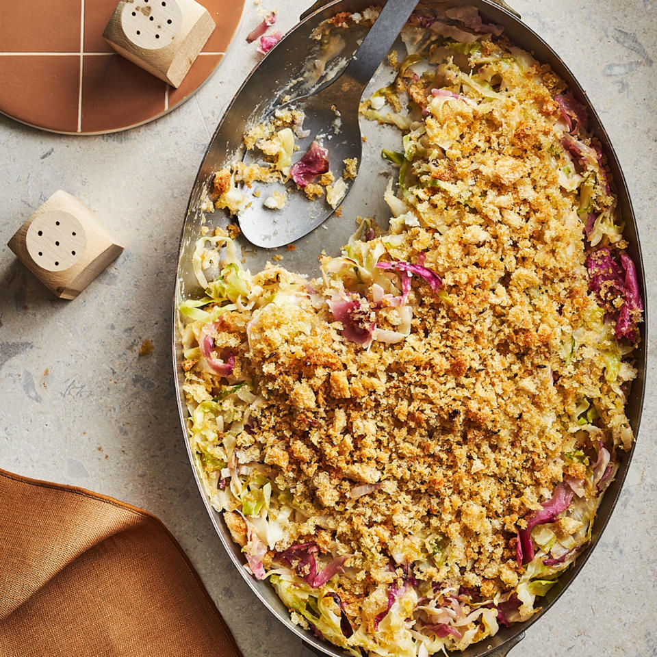 Creamed Cabbage & Sauerkraut with Rye Breadcrumbs