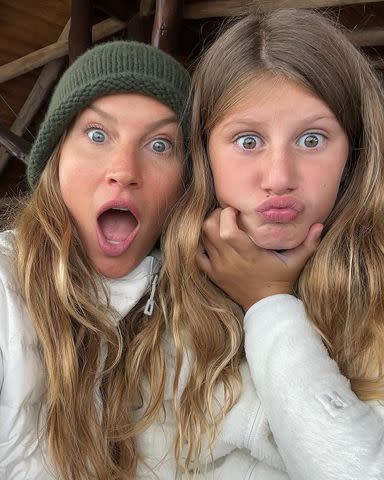 <p>Gisele BÃ¼ndchen/Instagram</p> Gisele Bündchen and daughter Vivian sport funny faces for the camera.