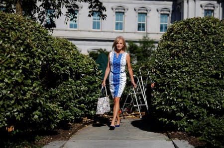 White House senior advisor Kellyanne Conway arrives at the White House in Washington, U.S.