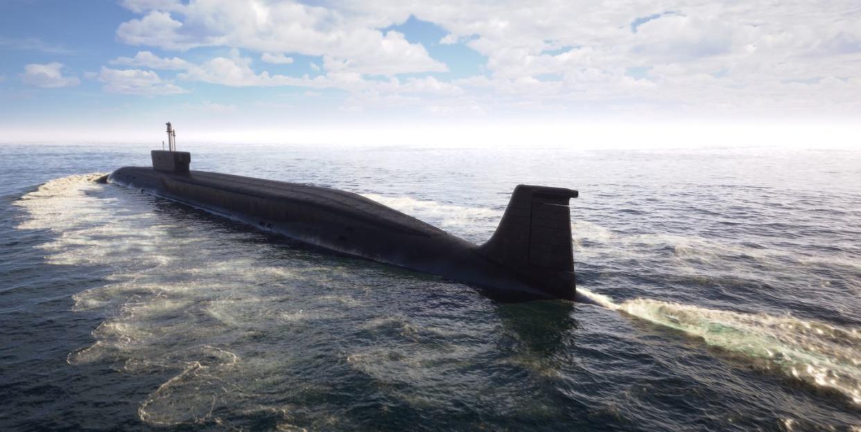 heavy atomic submarine floating in ocean