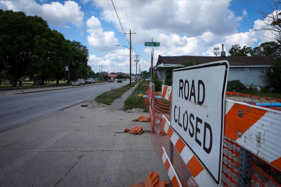 A road closed sign.