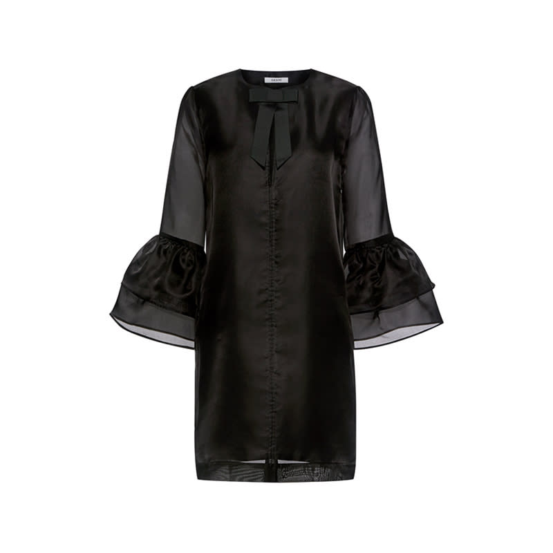 <a rel="nofollow noopener" href="http://rstyle.me/n/cvj45dchdw" target="_blank" data-ylk="slk:Seneca Bell Sleeve Bow Tie Silk Mini Dress, Ganni, $395Dramatic bell sleeves speak for themselves.;elm:context_link;itc:0;sec:content-canvas" class="link ">Seneca Bell Sleeve Bow Tie Silk Mini Dress, Ganni, $395<p>Dramatic bell sleeves speak for themselves.</p> </a>