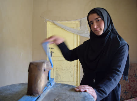 Beekeeper Frozan, 16, poses for a picture in her home in the Marmul district of Balkh province, Afghanistan March 29, 2018. Picture taken March 29, 2018. REUTERS/Stringer