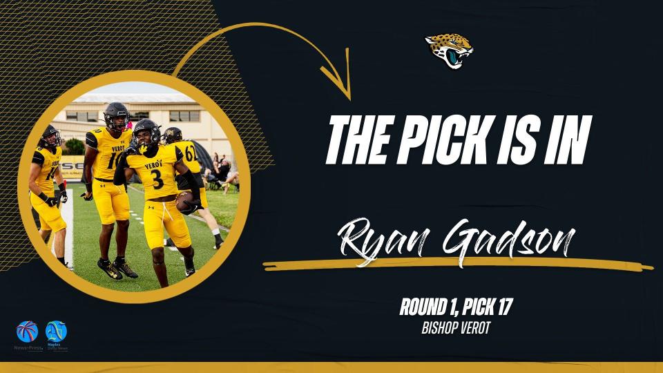 Bishop Verot defensive back Ryan Gadson, selected 17th overall by the Jacksonville Jaguars