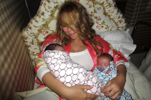<p>Fresh Air Fund/WireImage</p> Mariah Carey and her newborn twins in 2011
