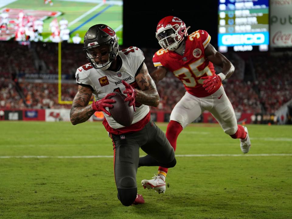 Mike Evans reels in a touchdown against the Kansas City Chiefs.