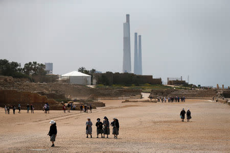 Tourists walk around the site of King Herod's palace in the old city of Caesarea April 26, 2017 REUTERS/Amir Cohen