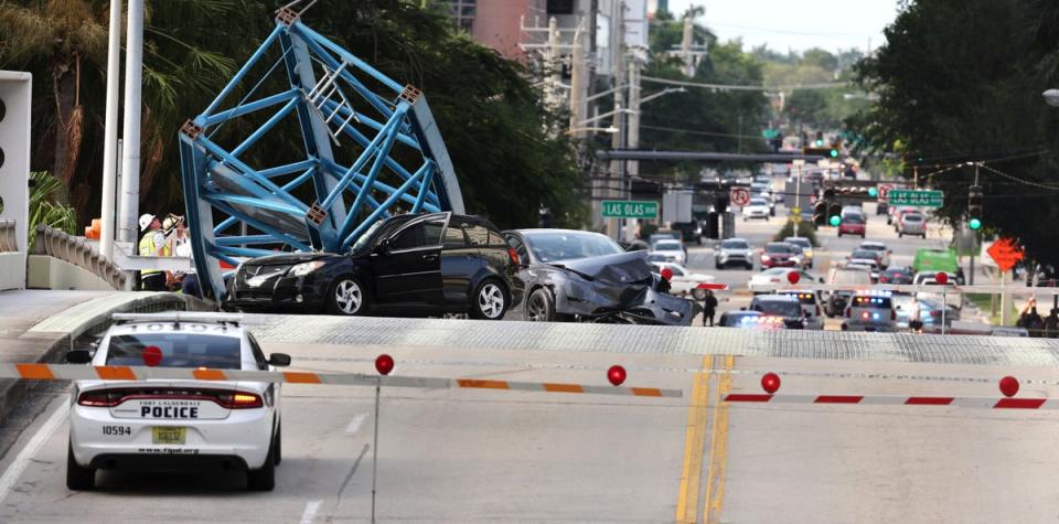 A hole has been left in the bridge, causing it to be closed indefinitley (AP)