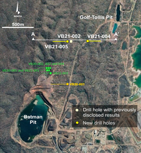 Plan View of Drill Holes and Cross Section Locations