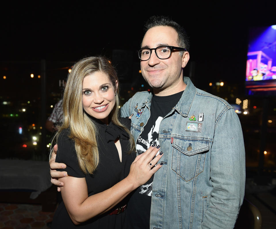 Danielle Fishel and Jensen Karp attend the premiere party for "Drop the Mic" and "The Joker's Wild" on October 11, 2017