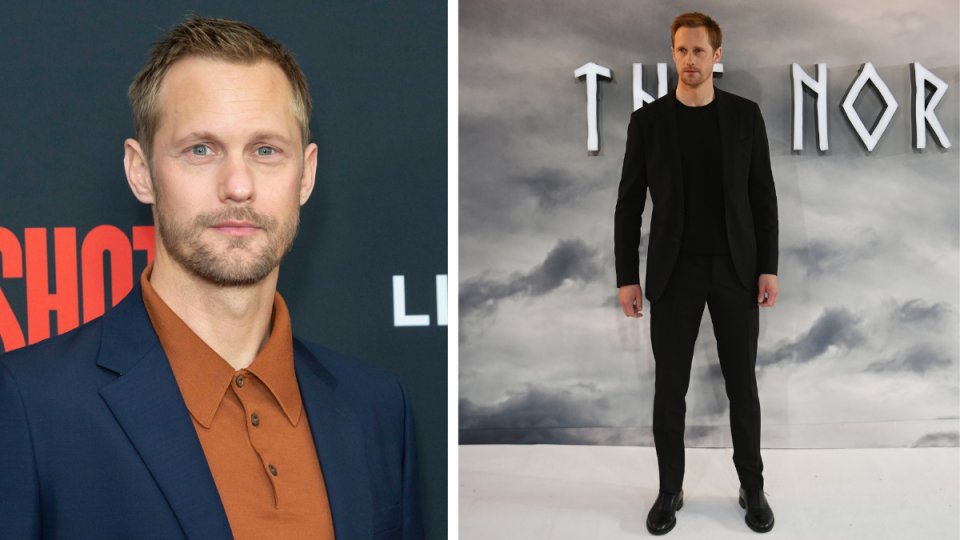 Alexander Skarsgard pictured in 2019 and 2022