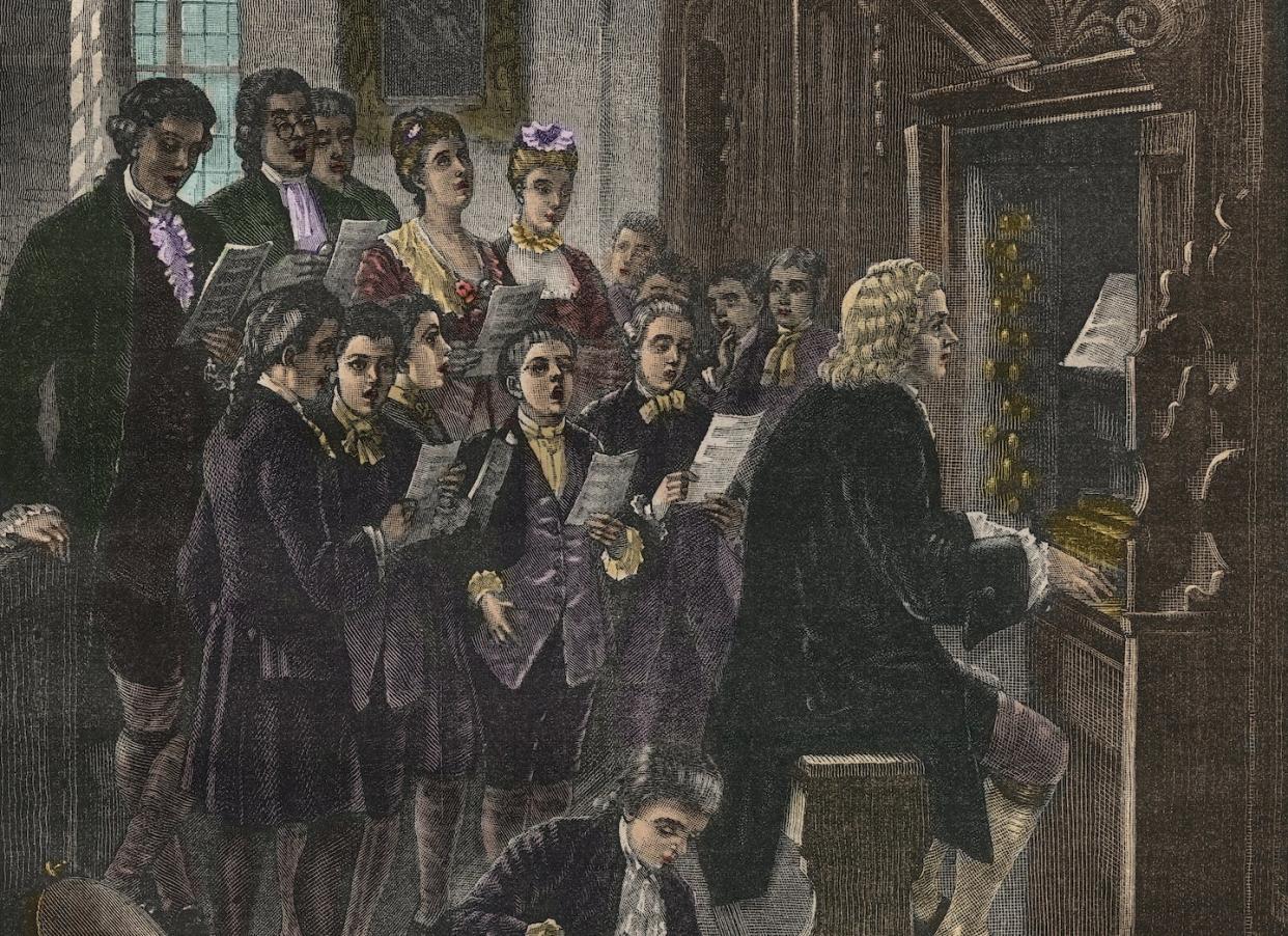 In Bach's era, the pipe organ was one of the world's most technologically advanced instruments. <a href="https://www.gettyimages.com/detail/news-photo/johann-sebastian-bach-playing-the-organ-at-the-st-thomas-news-photo/526606156?adppopup=true" rel="nofollow noopener" target="_blank" data-ylk="slk:Stefano Bianchetti/Corbis via Getty Images;elm:context_link;itc:0;sec:content-canvas" class="link ">Stefano Bianchetti/Corbis via Getty Images</a>