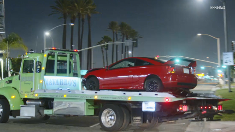 Authorities eventually tracked the man’s mangled red Toyota Celica down to Commerce Casino and Hotel, just over a mile-and-a-half from the collision site, however, the driver was nowhere to be found. (KNN)