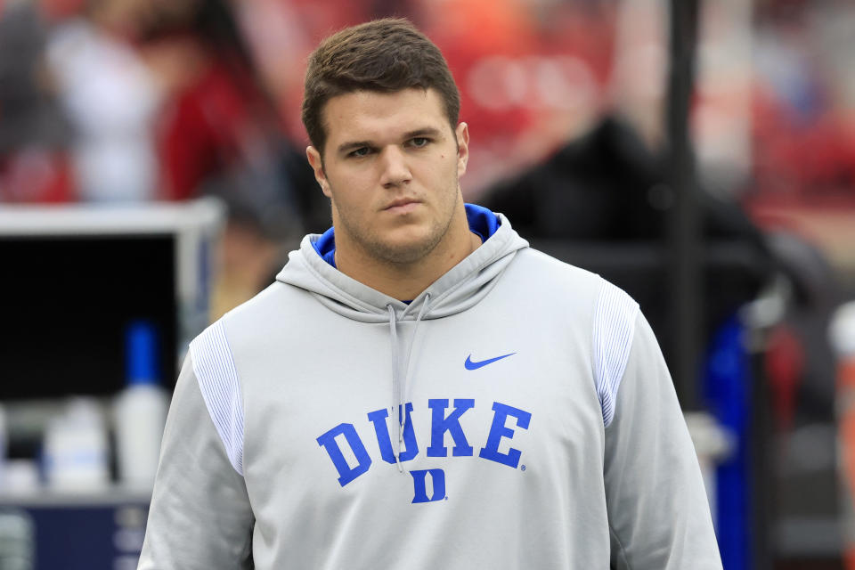 Duke's Graham Barton is one of the most versatile offensive linemen in this class. (Photo by Justin Casterline/Getty Images)