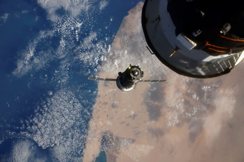 The Soyuz MS-17 spacecraft is seen before docking to Rassvet module of the International Space Station (ISS)