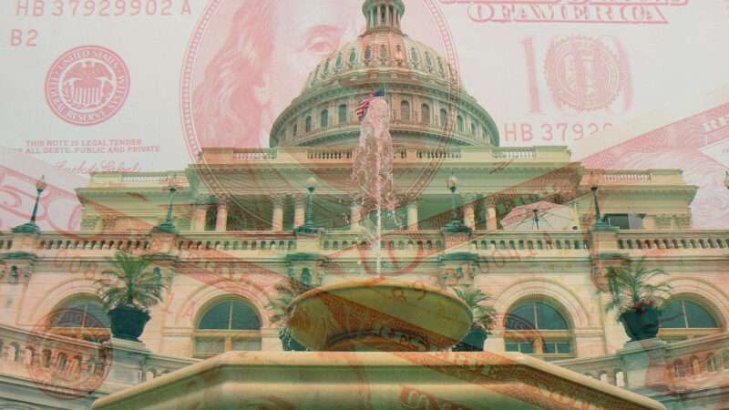 The U.S. Capitol behind a $100 bill