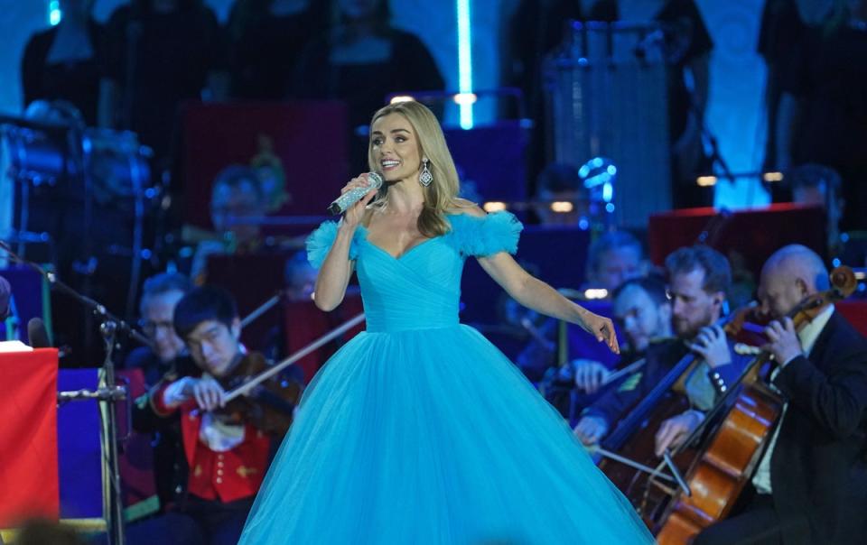 Katherine Jenkins performs during the A Gallop Through History Platinum Jubilee celebration (PA Wire)