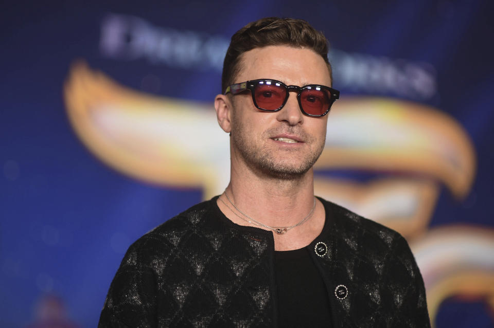 ARCHIVO - Justin Timberlake llega al estreno de "Trolls Band Together" el miércoles 15 de noviembre de 2023, en el Teatro Chino TCL en Los Angeles. Timberlake fue arrestado y acusado de conducir en estado de ebriedad en Long Island, Nueva York. (Richard Shotwell/Invision/AP, archivo)