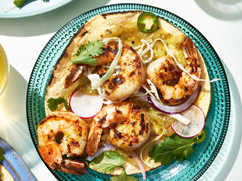 Grilled Shrimp Tacos with Tomatillo Salsa