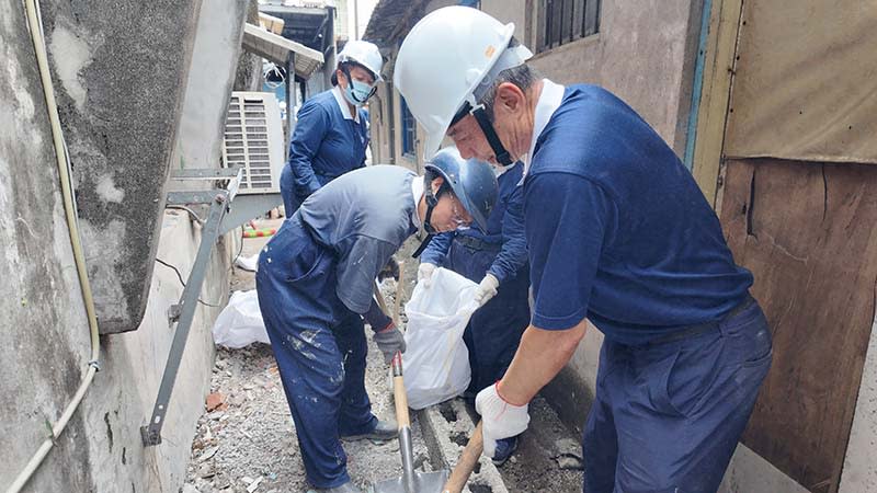 慈濟全台修繕志工接力協助花蓮地震民宅復原。圖／慈濟基金會