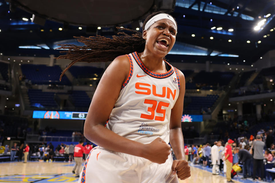 Jonquel Jones will join the New York Liberty. (Photo by Michael Reaves/Getty Images)