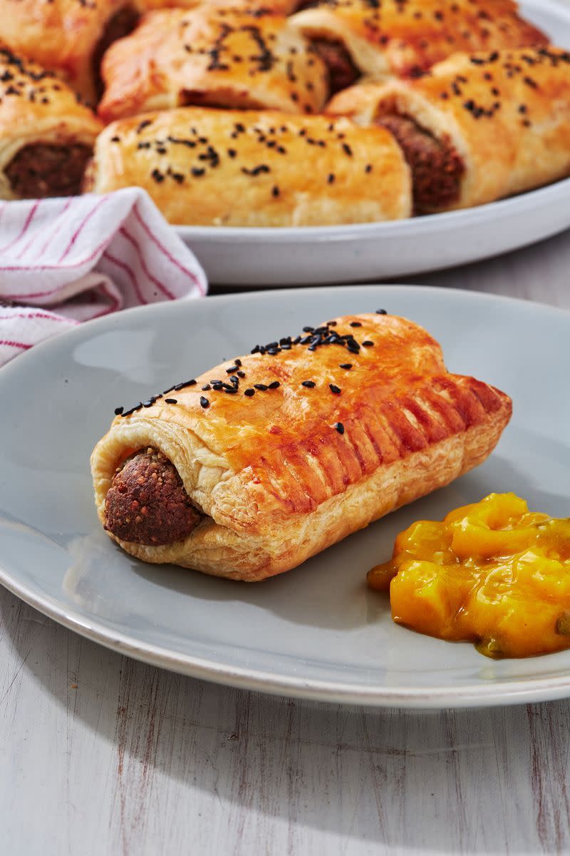 <p>In homage to our favourite pastry-based food chain.</p><p>Get the <a href="https://www.delish.com/uk/cooking/recipes/a30268442/vegan-sausage-rolls/" rel="nofollow noopener" target="_blank" data-ylk="slk:Vegan Sausage Roll;elm:context_link;itc:0;sec:content-canvas" class="link ">Vegan Sausage Roll</a> recipe.</p>