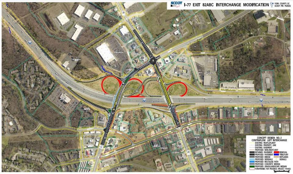 Channeling left turns is an option for upgrades at I-77, Cherry Road and Celanese Road in Rock Hill.