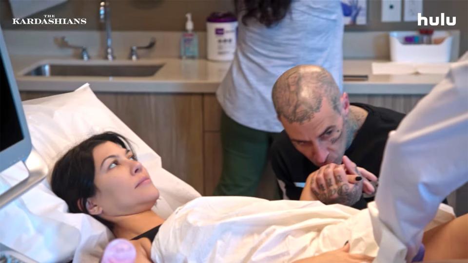 Kourtney Kardashian and Travis Barker in Hulu's "The Kardashians" trailer