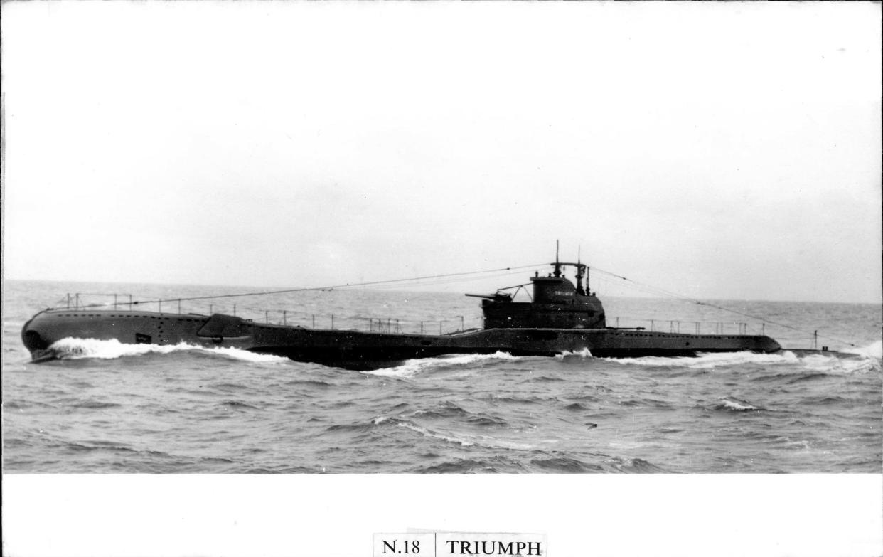 British Royal Navy Submarine HMS Triumph, N18, at sea, date not given. / Credit: / Getty Images