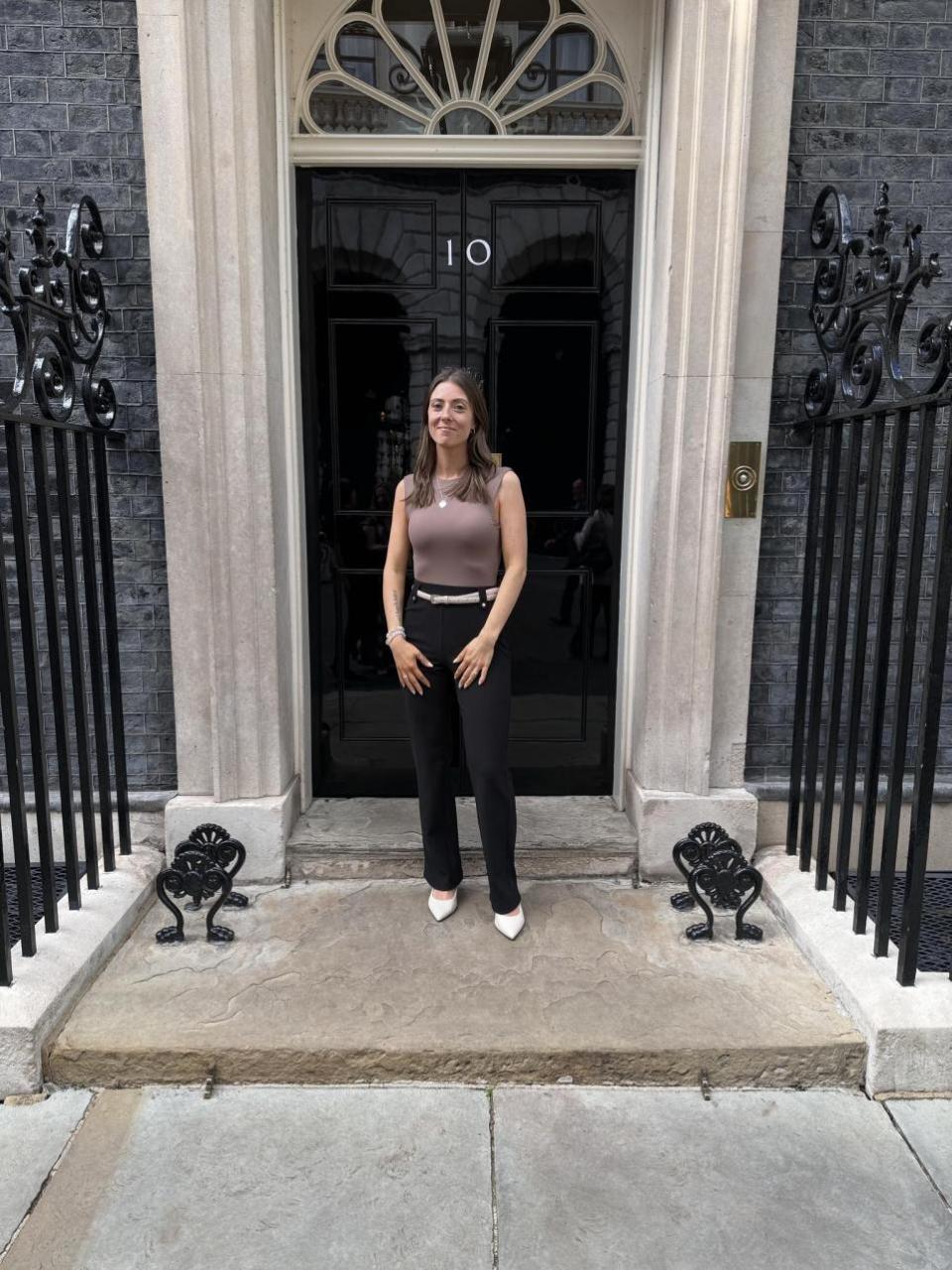 The Northern Echo: Kerry Metcalfe outside Number 10 after being recognised for her efforts for women in business