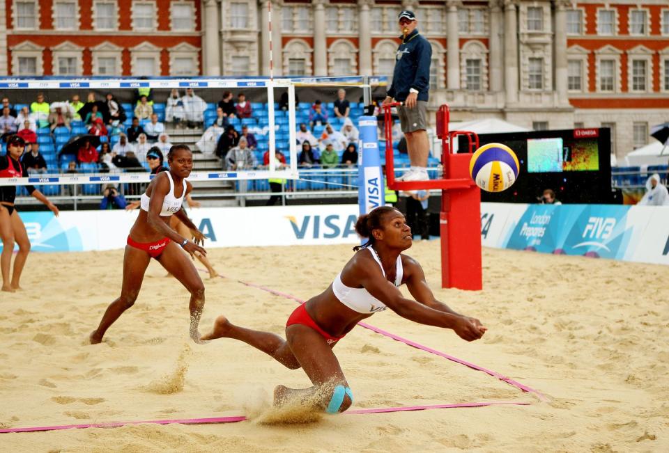 Shoes aren't required in beach volleyball.