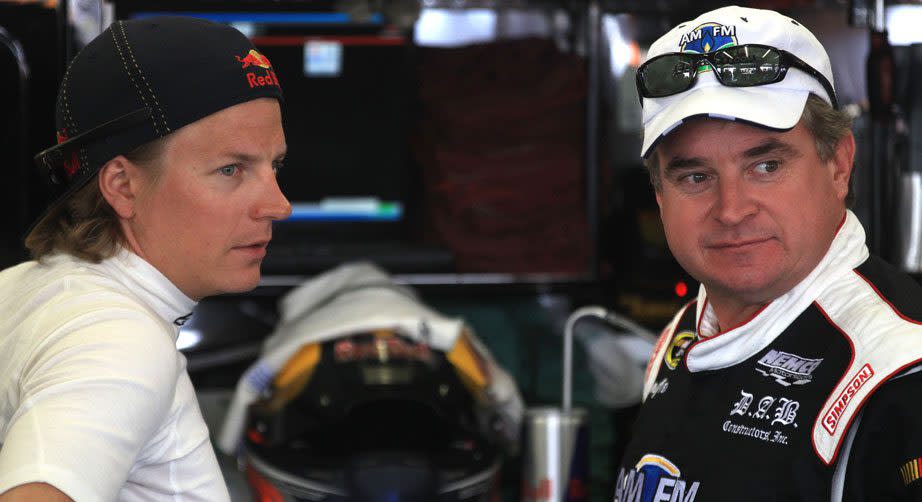 Kimi Räikkönen and Joe Nemechek in 2011.