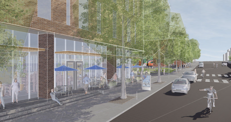 Longfellow Real Estate Partners’ renderings for up to 380,000 square feet of research lab, office, and retail in the 300 block of West Franklin Street in Chapel Hill.