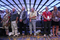 Audience members listen to South Dakota Gov. Kristi Noem speak during the Family Leadership Summit, Friday, July 16, 2021, in Des Moines, Iowa. (AP Photo/Charlie Neibergall)