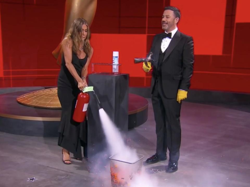 Jennifer Aniston fire extinguisher