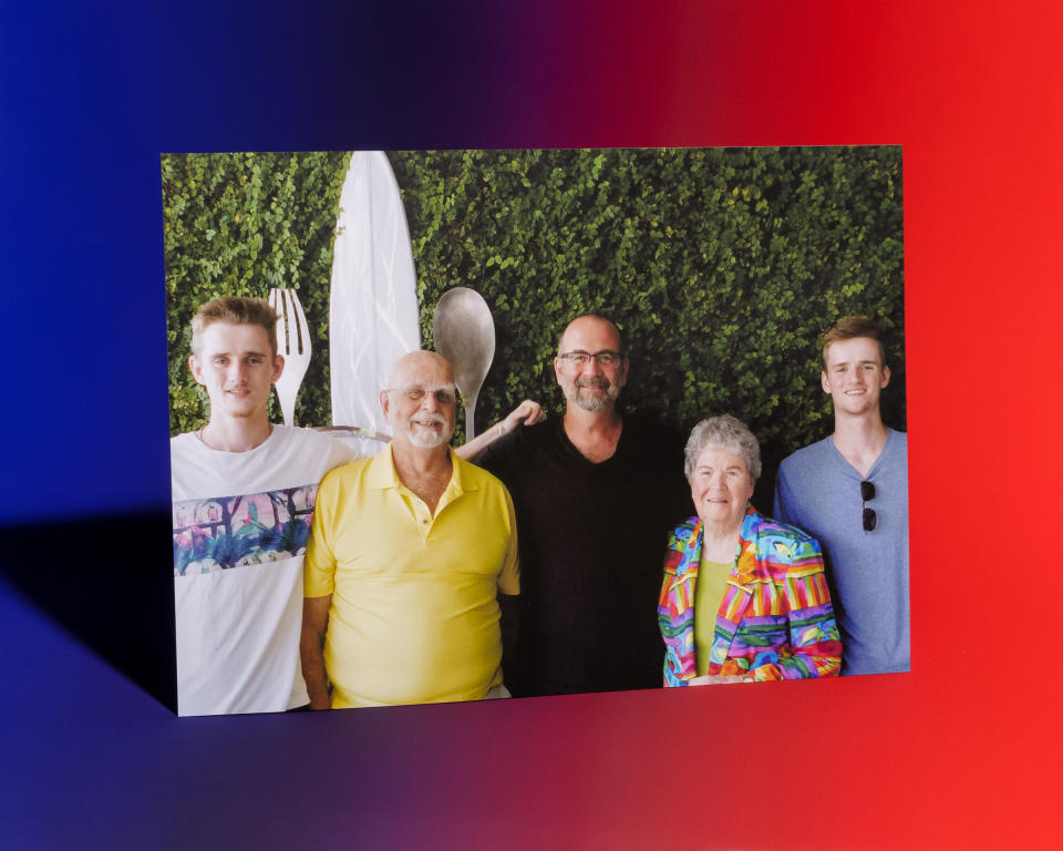 Paul Groen, center, flanked by his parents, Paul and Maxine, and his twin sons in Florida in 2019<span class="copyright">Photo-Illustration by Ben Alper for TIME; Photo courtesy Paul Goodwin-Groen</span>