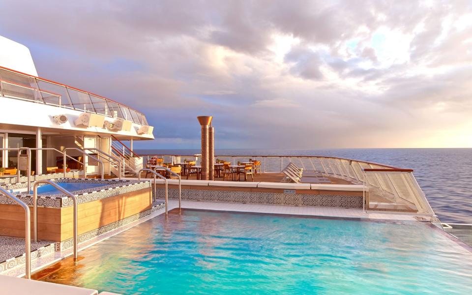Deck pools afford stunning views on board a Viking cruise ship