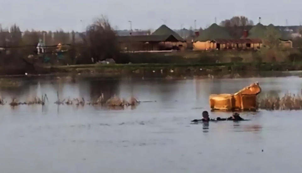 Two men have drowned after trying to row across a lake in a battered old fridge in Turkey. Source: AsiaWire/Australscope