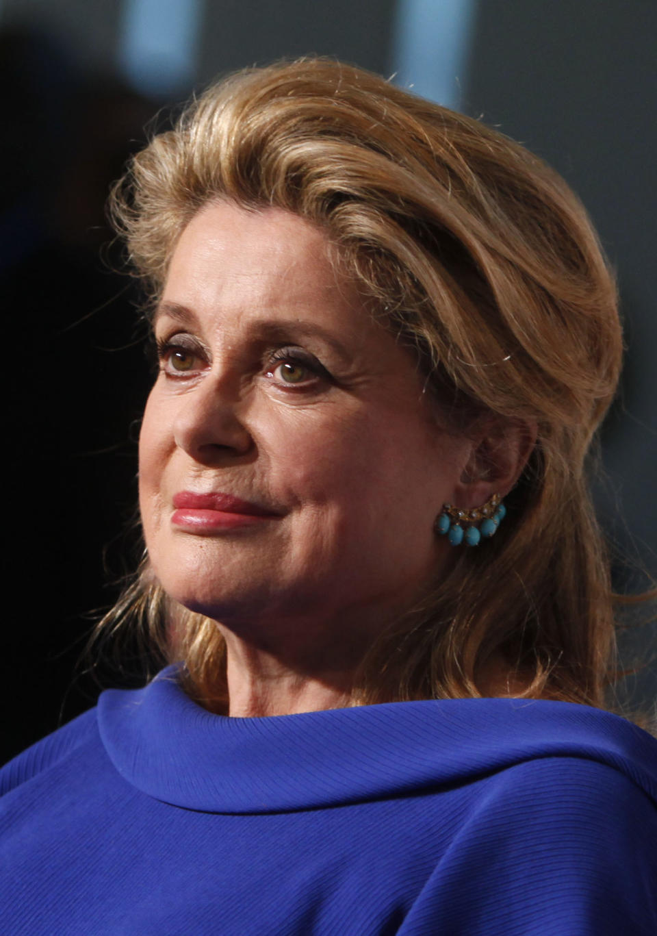 French actress Catherine Deneuve arrives for the Film Society of Lincoln Center's 39th annual Chaplin Award Gala at Alice Tully Hall, Monday, April 2, 2012 in New York. (AP Photo/Jason DeCrow)