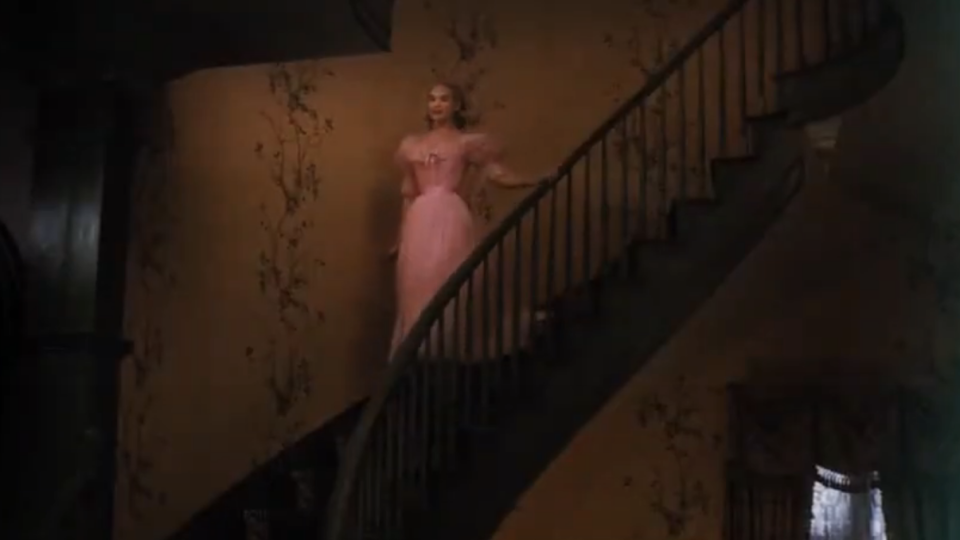 Cinderella walking down the stairs