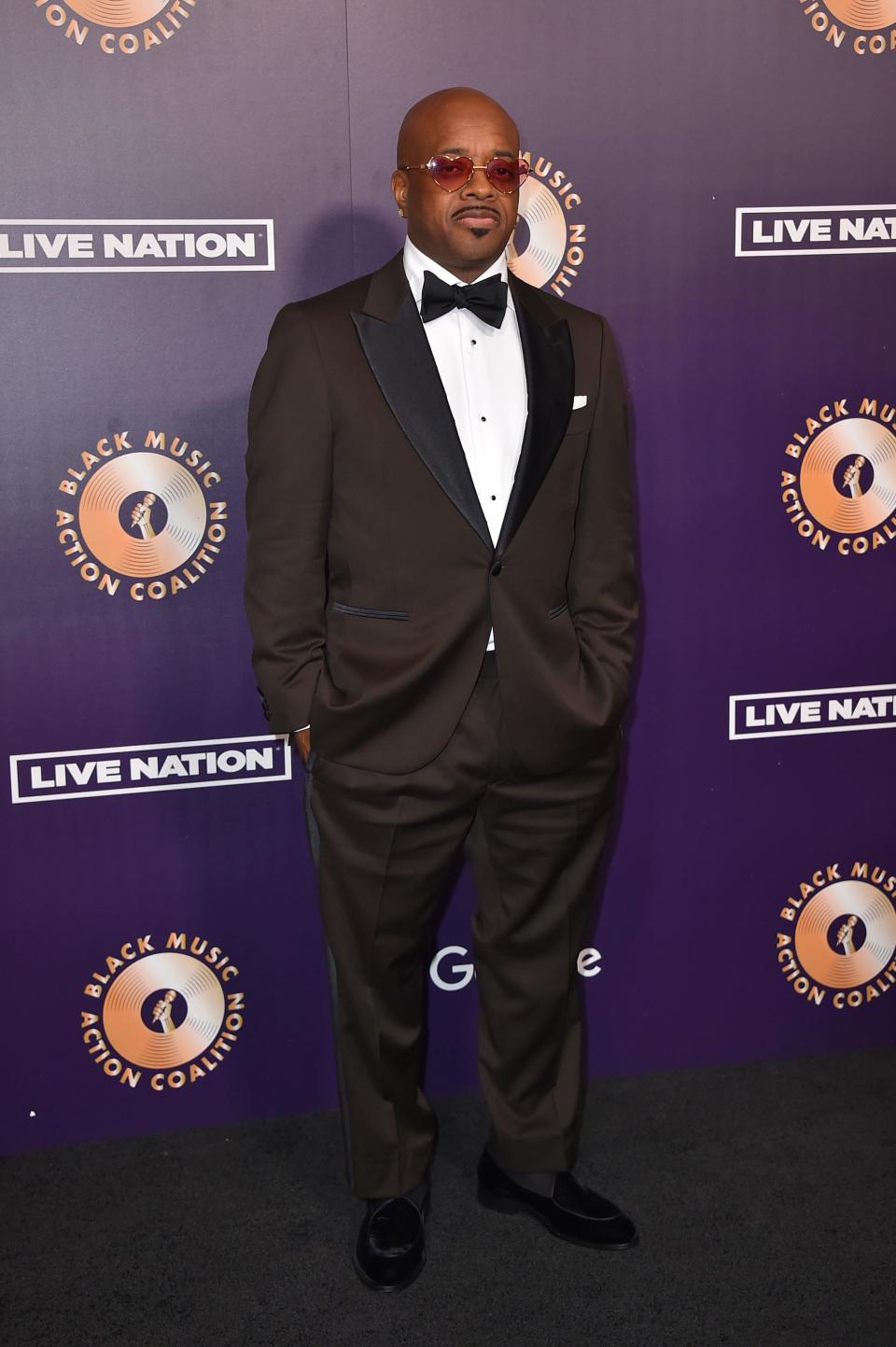 Jermaine Dupri arrives at the Black Music Action Coalition Gala on Thursday, Sept. 21, 2023, at the Beverly Hilton Hotel in Beverly Hills, Calif. (Photo by Jordan Strauss/Invision/AP) ORG XMIT: CAAK406