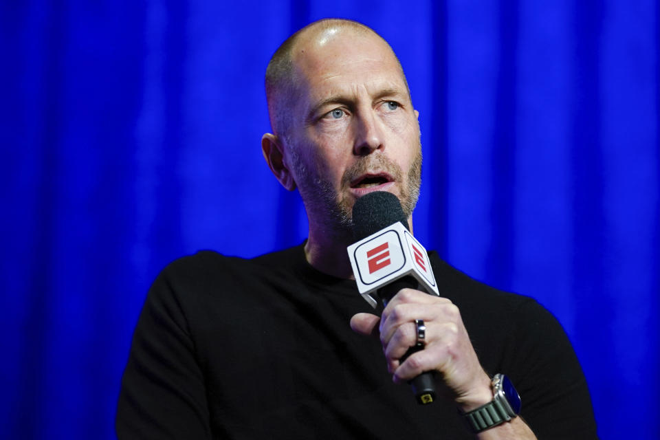 United States men's national team soccer coach Gregg Berhalter speaks, Wednesday, Nov. 9, 2022, in New York, as the team's roster for the upcoming World Cup in Qatar is announced. (AP Photo/Julia Nikhinson)