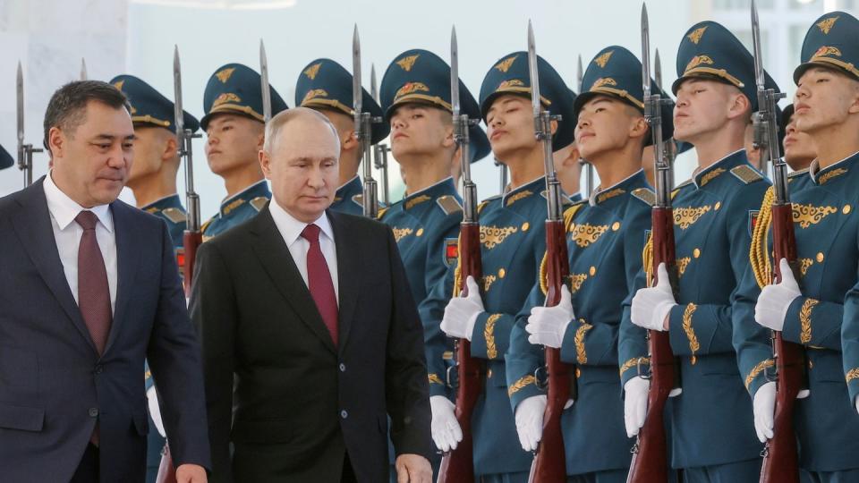 Putin in Kirgistan. (Bild: Sergei Karpukhin/Pool Sputnik Kremlin/AP)