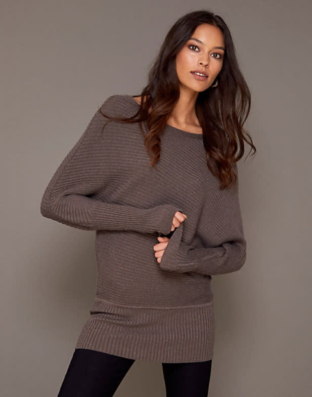 Eco-Conscious Rib Knit Tunic Sweater. Image via Le Chateau.